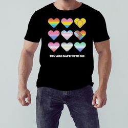 You are safe with me Pride Ally Shirt, Unisex Clothing, Shirt for Men Women, Graphic Design, Unisex Shirt