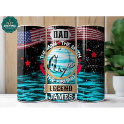 Dad Tumbler With Kids Names For Men,  The Man Tumbler Gifts For Dad, The Myth Tumbler Fishing Cup Personalized, Dad Fish