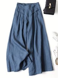 Women's Clothing,Cotton Wide Leg Pants, Casual Palazzo Pants For Spring & Summer