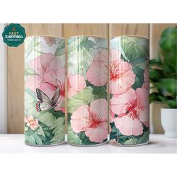 Floral Tropical Leaves Tumbler for Women, Tropical Gifts For Women, Starbucks Tumbler With Lid And Straw, Tropical Tumbl
