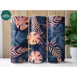 Tropical Leaves Tumbler, Tropical Gifts For Women, Tropical Tumbler With Lid And Straw, Tropical Tumbler Cup, Tropical L
