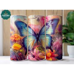 Butterfly Floral Tumbler for Women, Floral Butterfly Tumbler Gift For Her, Butterfly Tumbler Gift for Women, Floral Butt