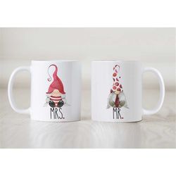 Mr and Mrs Gnome Mugs, set of Mr and Mrs coffee mugs, Dishwasher Safe