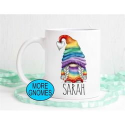Rainbow gnome mug, gnome coffee mug, Name coffee mug, Custom Gnome with Personalization, hot cocoa mug, love mug
