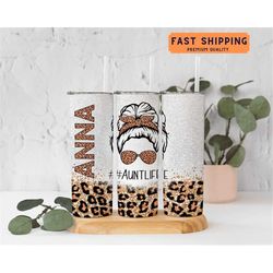 Auntlife Personalized Tumbler for Aunt, Aunt Life Tumbler With Name, Custom Auntie Cup, Auntie Tumbler With Lid And Stra