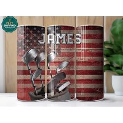 American Flag Golf Tumbler Personalized, US Flag Golf Tumbler Cup For Men, Patriotic Tumbler Cup Gift For Her, Custom Go