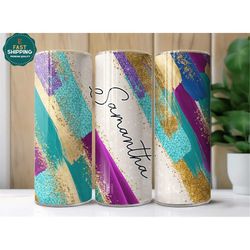 Personalized Glitter Name Tumbler With Straw And Lid, Cute Custom Glitter Cup Birthday Gift For Her, Glitter Tumbler Gif