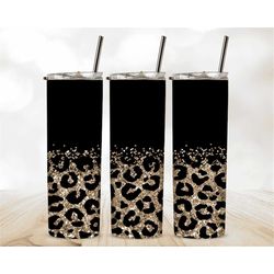 Glitter Cheetah Print Tumbler For Women, Cute Leopard To Go Cup Birthday Gift for Her, Chunky Glitter Travel Tumbler Wit