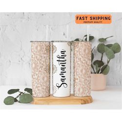Personalized Name Tumbler with Straw and Lid, Custom Tumbler Cup with Name, Birthday Gift for Her, Cute Travel Cup Chris