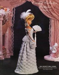 Barbie Doll clothes Crochet patterns - 1901 Society Ball Gown - Collector Costume Vintage pattern Digital PDF