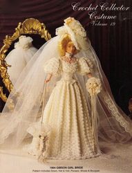 Barbie Doll clothes Crochet patterns - 1904 Gibson Girl Bride - Collector Costume Vintage pattern Digital PDF