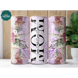 Personalized Boho Floral Mom Tumbler for Mom for Mothers Day, Boho Mothers Day Gift Tumbler for Mom from Kids, Floral Mo