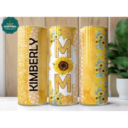 Personalized Mom Sunflower Tumbler for Mom for Mothers Day, Mothers Day Gift Tumbler for Mom from Kids, Sunflower Mom Tu