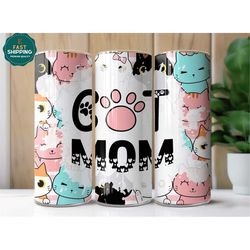 Cat Mom Tumbler for Mom for Mother's Day, Mothers Day Gift For Cat Mom, Cat Tumbler Gift for Cat Lover, Cat Mom Travel M