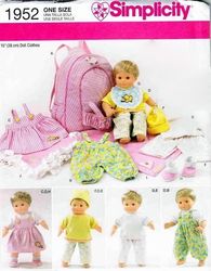 Simplicity 1952-15 inch (38 cm) baby doll clothes, blanket and doll carrier sewing patterns-Vintage PDF Instant download