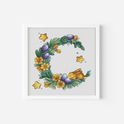 Easter Wreath Cross Stitch, Easter Bunny Cross Stitch, Easter Embroidery, Easter Mini Egg Cross Stitch, Instant Download