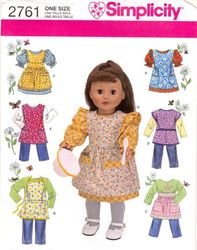 Simplicity 2761 - 18 inch (45.5 cm) doll clothes sewing patterns - Vintage pattern PDF Instant download