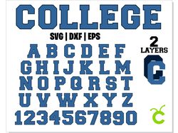 Classic College letters SVG 2 layers | Sport font college alphabet letters and numbers svg, College font svg