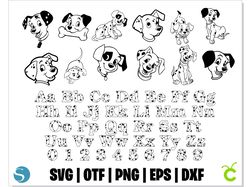 101 Dalmatians SVG Bundle | 101 Dalmatian svg, Dalmatians png, 101 Dalmatians Font OTF, Dog Font svg, Dog SVG Bundle
