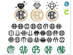 RING Monogram SVG | ROUND Monogram Font OTF | Circle Monogram Font SVG, Monogram Letters Svg Cut Files for Cricut