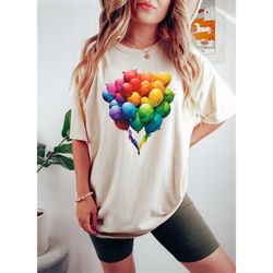 retro comfort colorful balloons shirt, pride balloons shirt, funny lgbtq shirt, watercolor pride shirts, gay pride shirt