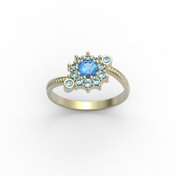 3d model of a jewelry ring with a large gemstone for printing. Engagement ring. 3d printing