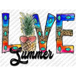 Love Summer Pineapple PNG, INSTANT DOWNLOAD, Pineapple Png, Sublimation Design, Summer, Love, Western png, Leopard, Gems