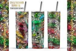 20 Oz 3D Liquid Glossy Skinny Tumbler Sublimation , Vibrant Color Gradient Glossy Tumbler Template , 3D Holographic