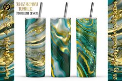 20 Oz Green Marble Glitter Liquid Tumbler Warps Sublimation designs pack.20 Oz Agleam Watercolor Waves Tumbler