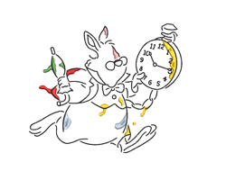 Cartoon White Rabbit Embroidery Line Art Design - Alice In Wonderland - Disney Machine Embroidery Design