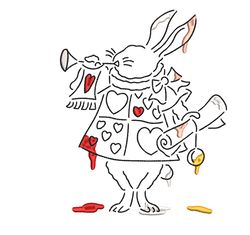 Cartoon Embroidery Line Art Design - Alice In Wonderland - White Rabbit - Disney Machine Embroidery Design