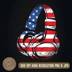 Funny 4th Of July American Flag Headphone Patriotic Boys Kids png, PNG High Quality, PNG, Digital Download