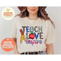 Peace Love Teach Shirt, Teacher Shirt, Teacher Life Shirt, Gift for Teachers, Teacher Tees, Cute Teacher Shirts