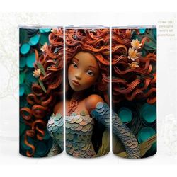 3D Mermaid Tumbler Wrap, Modern Digital Art