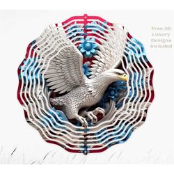 3d pattern, patriotic bald eagle 3d wind spinner