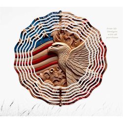 3d pattern, wooden bald eagle 3d wind spinner