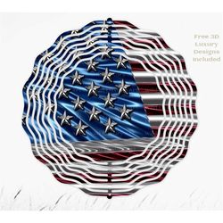 3d pattern, metallic american flag 3d wind spinner