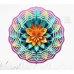 3D Pattern, Mandala Floral 3D Wind Spinner, 3D Background