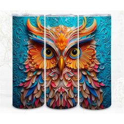 3D Tumbler Wrap Sublimation Ornate Owl, Sublimation