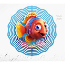 3d pattern, fun fish 3d wind spinner, 3d background, digital paper wall art, 12x12, 300dpi commercial use 3d digital dow