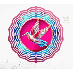 3d pattern, patriotic hummingbird pink 3d wind spinner, digital paper wall art, 12x12, 300dpi commercial use 3d digital