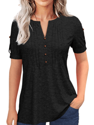 Women's Pleated Button T-Shirt for Summer Women's Clothing