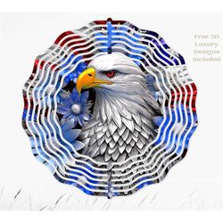 3d pattern, lux bald eagle 3d wind spinner, 3d background, digital card 3d wall art, 12x12, commercial use digital paper