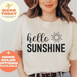 hello sunshine tee, hello sunshine graphic tee, simple graphic tee, summer shirt, spring shirt, sunshine tee, sunshine g