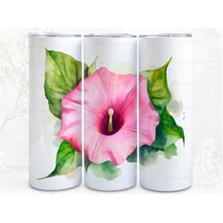 Pink Morning Glory Flower 2 Digital Art, Sublimation, 300dpi Straight Skinny 20 oz Tumbler Wrap, Fabrics, Wall Canvas, P