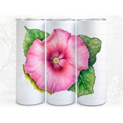 pink morning glory flower digital art, sublimation, 300dpi straight skinny 20 oz tumbler wrap, fabrics, wall canvas, pod