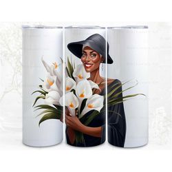 bouquet and lady digital art, sublimation, 300dpi straight skinny 20 oz tumbler wrap, fabrics, wall canvas, pod, instant