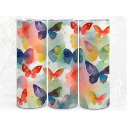 Watercolor Swallowtail Abstract Digital Art, Sublimation, 300dpi Straight Skinny 20 oz Tumbler Wrap, Fabrics, Wall Canva