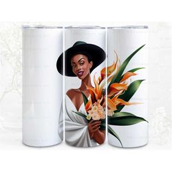 Cartoon Lady with Bouquet Digital Art, Sublimation, 300dpi Straight Skinny 20 oz Tumbler Wrap, Fabrics, Wall Canvas, POD