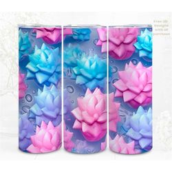 3D Flower Tumbler Wrap, Fantasy Succulent Digital Art, Sublimation, Straight Skinny 20 oz Tumbler Wrap, Instant Download
